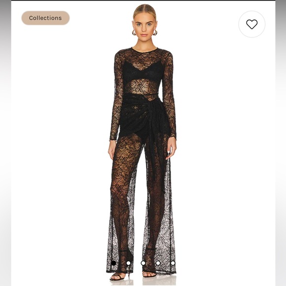 L’AGANCE Ali Lace Jumpsuit in Black